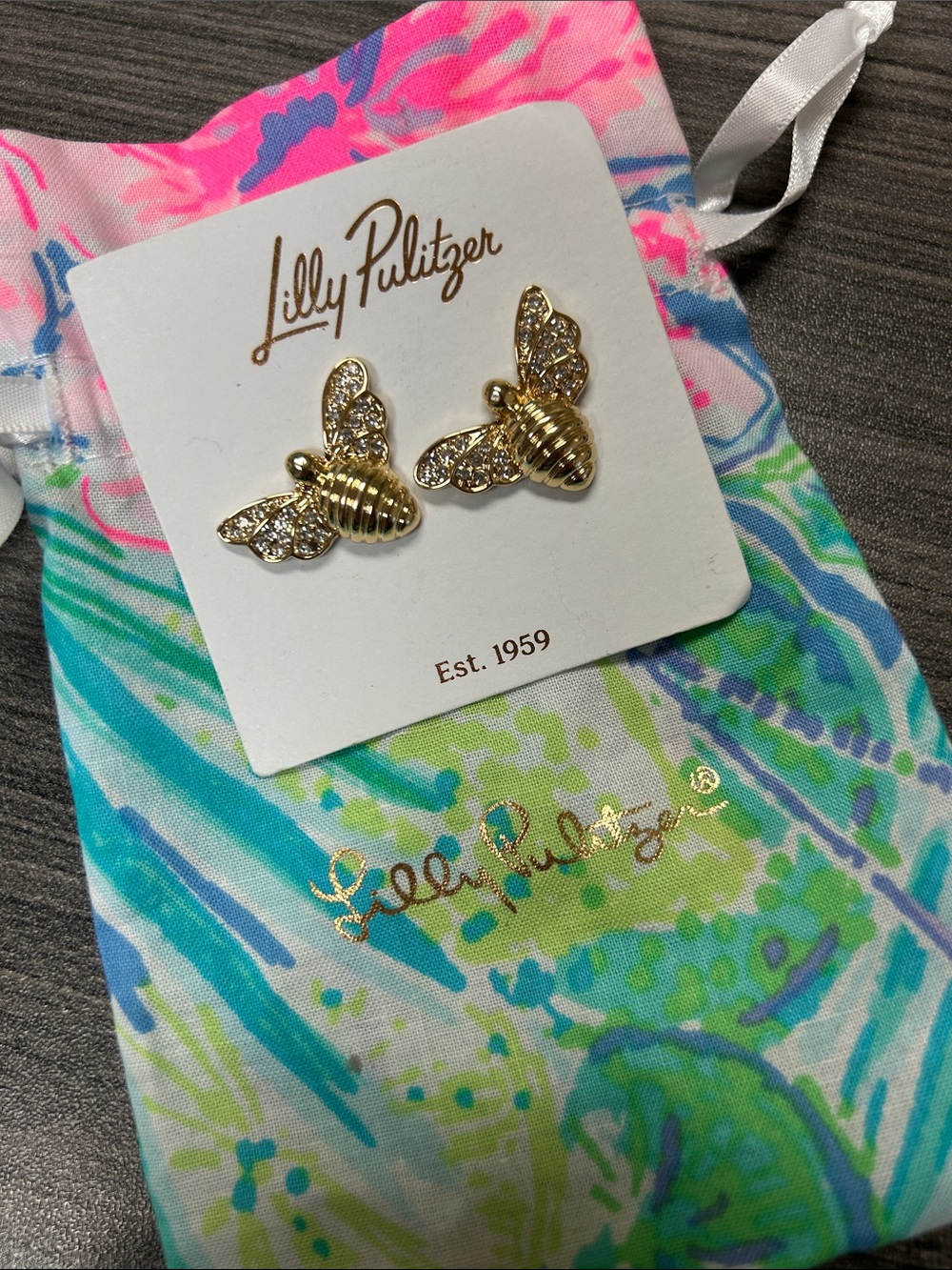 Lilly Pulitzer  Gold Bee Crystal Stud Earrings